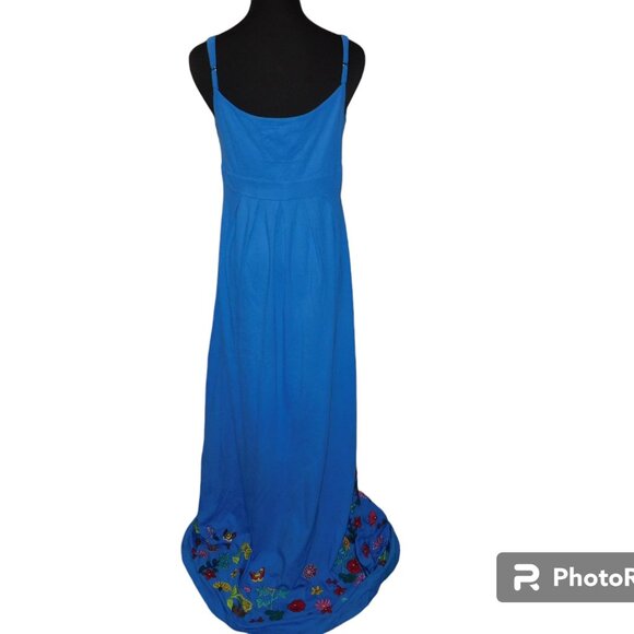 Johnny Was JW Los Angeles Embroidered Butterfly & Flowers Maxi Dress Size Large - Picture 5 of 12